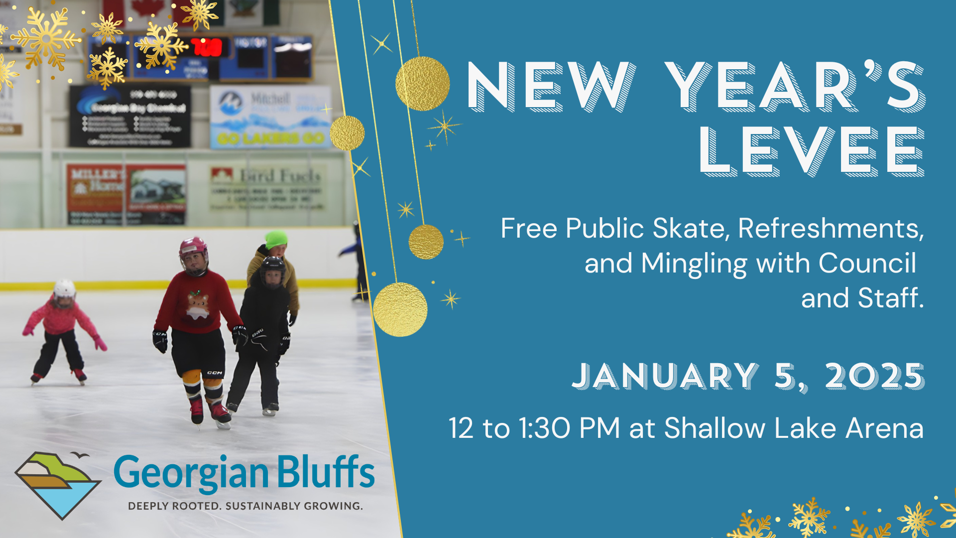 New Year's Levee - January 5 from 12-1:30 PM at the Shallow Lake Arena.